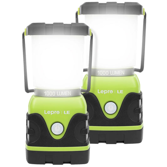 2-Pack Camping Lanterns, 1000 Lumen Camping Lights Battery Powered, Dimmable Warm White and Daylight Modes, Battery Lantern for Power Cuts, Emergency Lighting, Suit for Hiking, Fishing