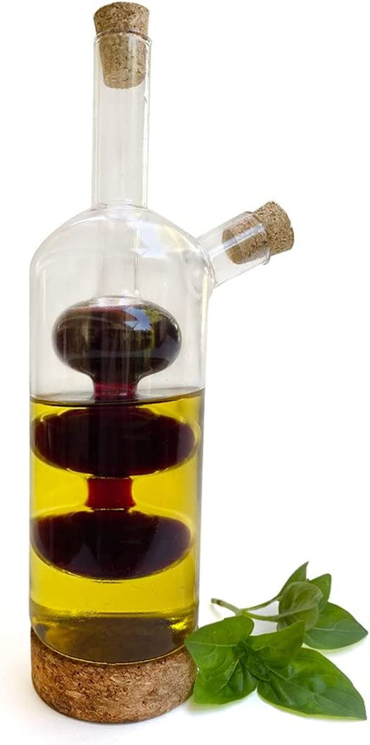 Glass Olive Oil and Vinegar Dispenser, a Beautiful Addition to Any Kitchen and Dinnerware Set with Cork Base.